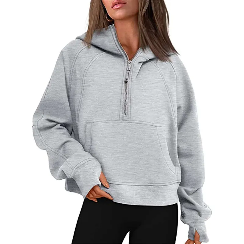 Autumn Winter Yoga Traje de yoga sudadera con capucha media zip suéter deportivo femenino gimnasia suelta gimnasia