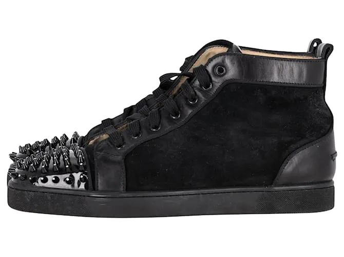 Christian Louboutin Zapatillas altas Louis Spikes en cuero negro 