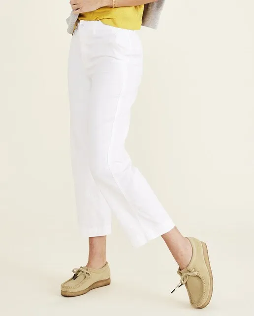 Dockers Pantalón chino de mujer con cintura alta pierna ancha y largo hasta el tobillo Tejido ligero de algodón y lino