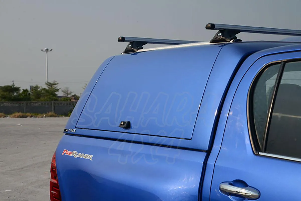 HARDTOP ALPHA CMX EN FIBRA, CON PORTONES LATERALES ELEVABLES PARA TOYOTA HILUX ''REVO'' 2016