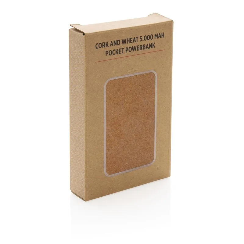 Powerbank de bolsillo de corcho y trigo de 5.000 mAh